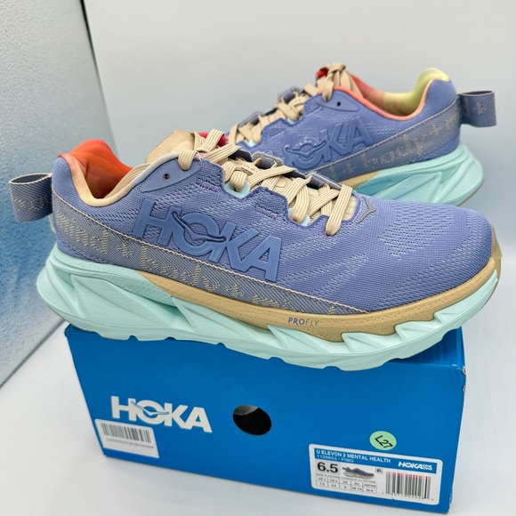 NWT Hoka Elevon 2 Running Shoes Mental Health Sneakers Unisex Purple Blue Glass - Picture 7 of 16